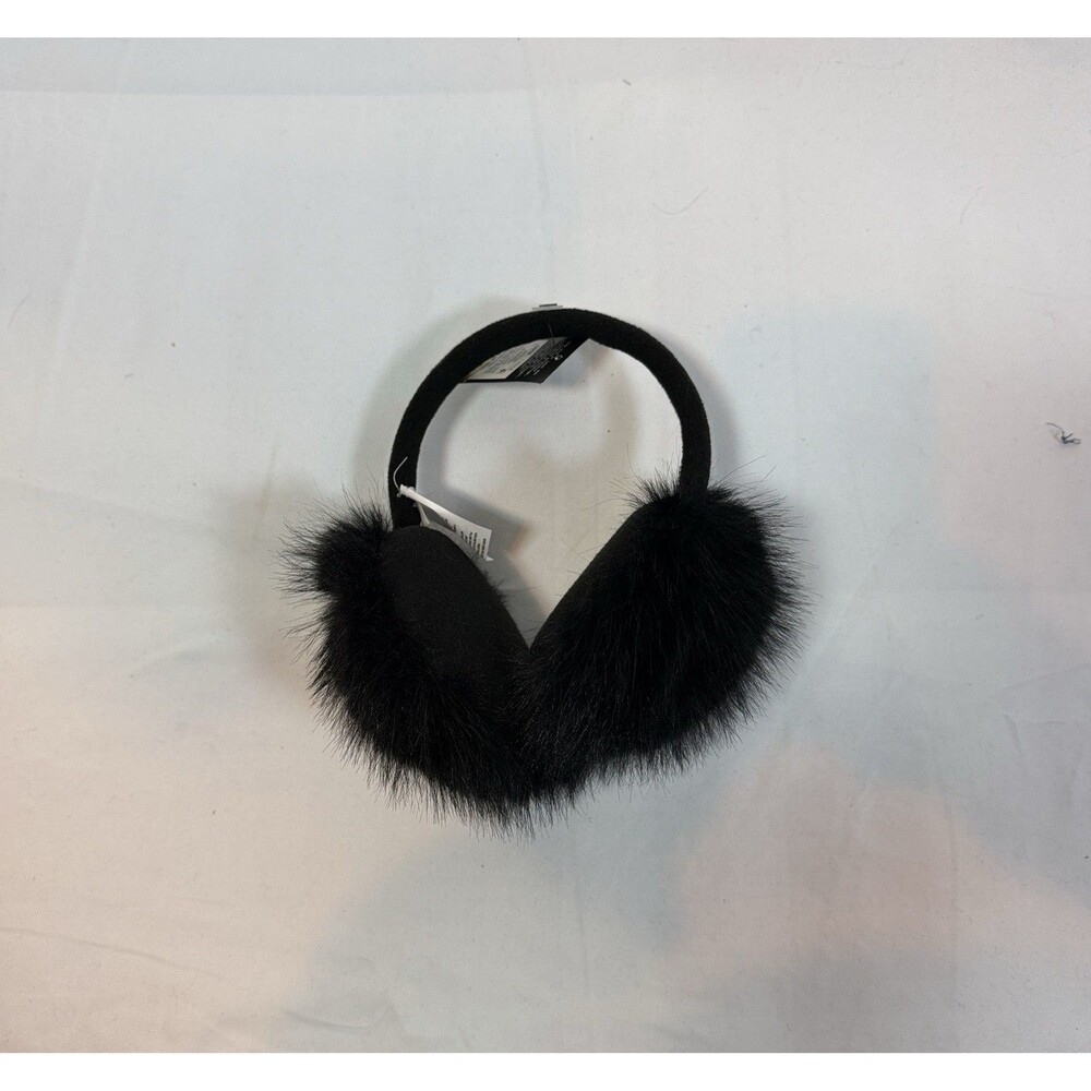 Women's Black Faux Fur Earmuffs Soft Plush Winter Ear Warmers One Size